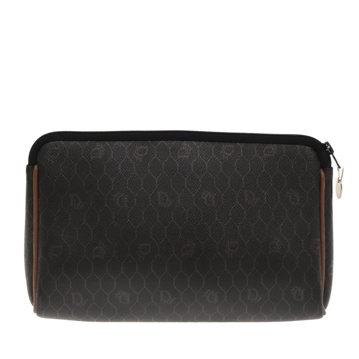 Christian Dior Vintage Honeycomb Zip Pouch Coated Canvas Black Canvas Clutche & Pouche Bag (Pre-Owned)