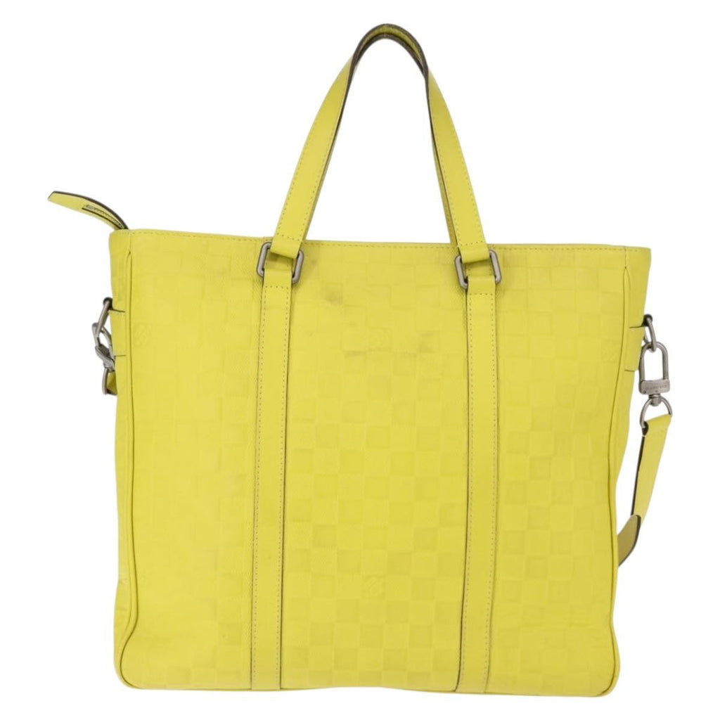 Louis Vuitton Tadao Handbag Damier Infini Leather Yellow Leather Handbag