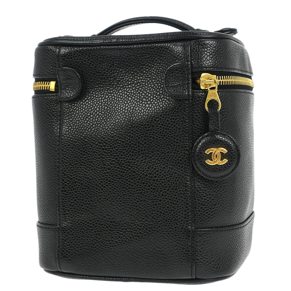 Chanel Vintage Timeless Cosmetic Case Caviar Black Leather Handbag