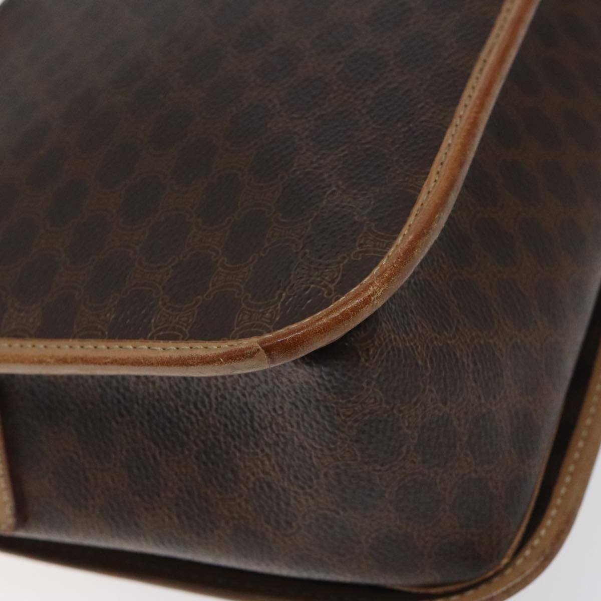 Celine Vintage Macadam Shoulder Bag Canvas And Leather Brown Canvas Shoulder Bag Bag