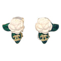 Chanel Vintage Cc Camellia Clip-On Earrings Metal Gold Gold_Plated Earrings Jewelry