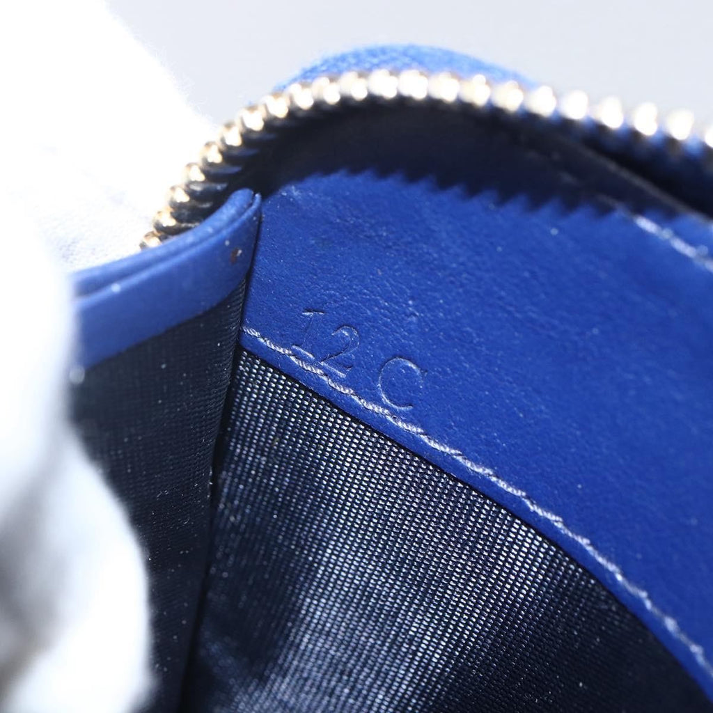 Prada Zip Around Organizer Wallet Saffiano Leather With Applique Blue Leather Wallets Accessory