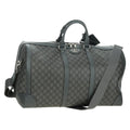 Gucci Web Trim Weekend Duffle Bag Gg Coated Canvas Gray Pvc Handbag (Pre-Owned)