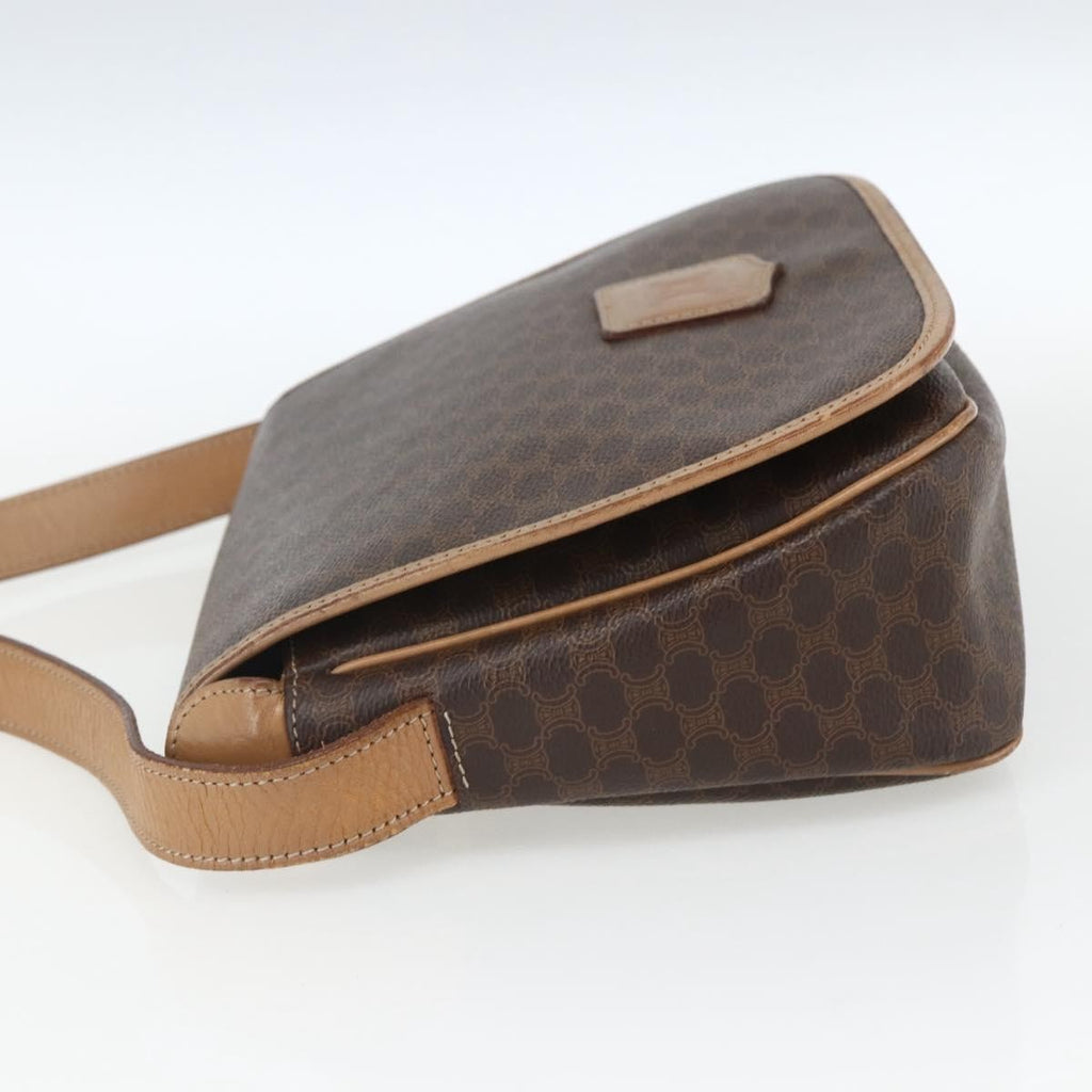 Celine Vintage Macadam Shoulder Bag Canvas And Leather Brown Canvas Shoulder Bag Bag
