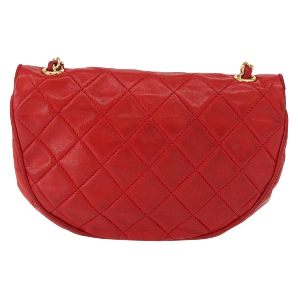 Chanel Camellia Rounded Clutch Satin And Leather Red Leather Shoulder Bag Bag