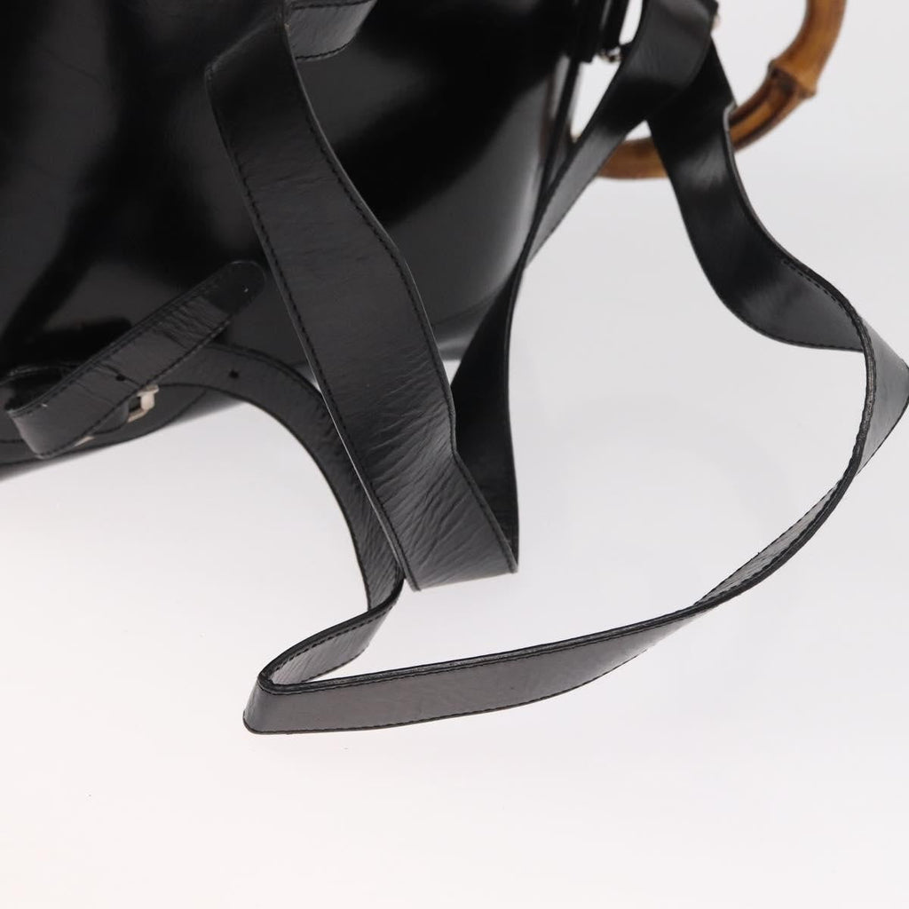 Gucci Vintage Bamboo Backpack Leather Black Leather Backpack Bag (Pre-Owned)