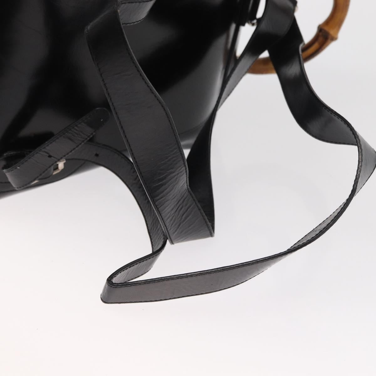 Gucci Vintage Bamboo Backpack Leather Black Leather Backpack Bag (Pre-Owned)