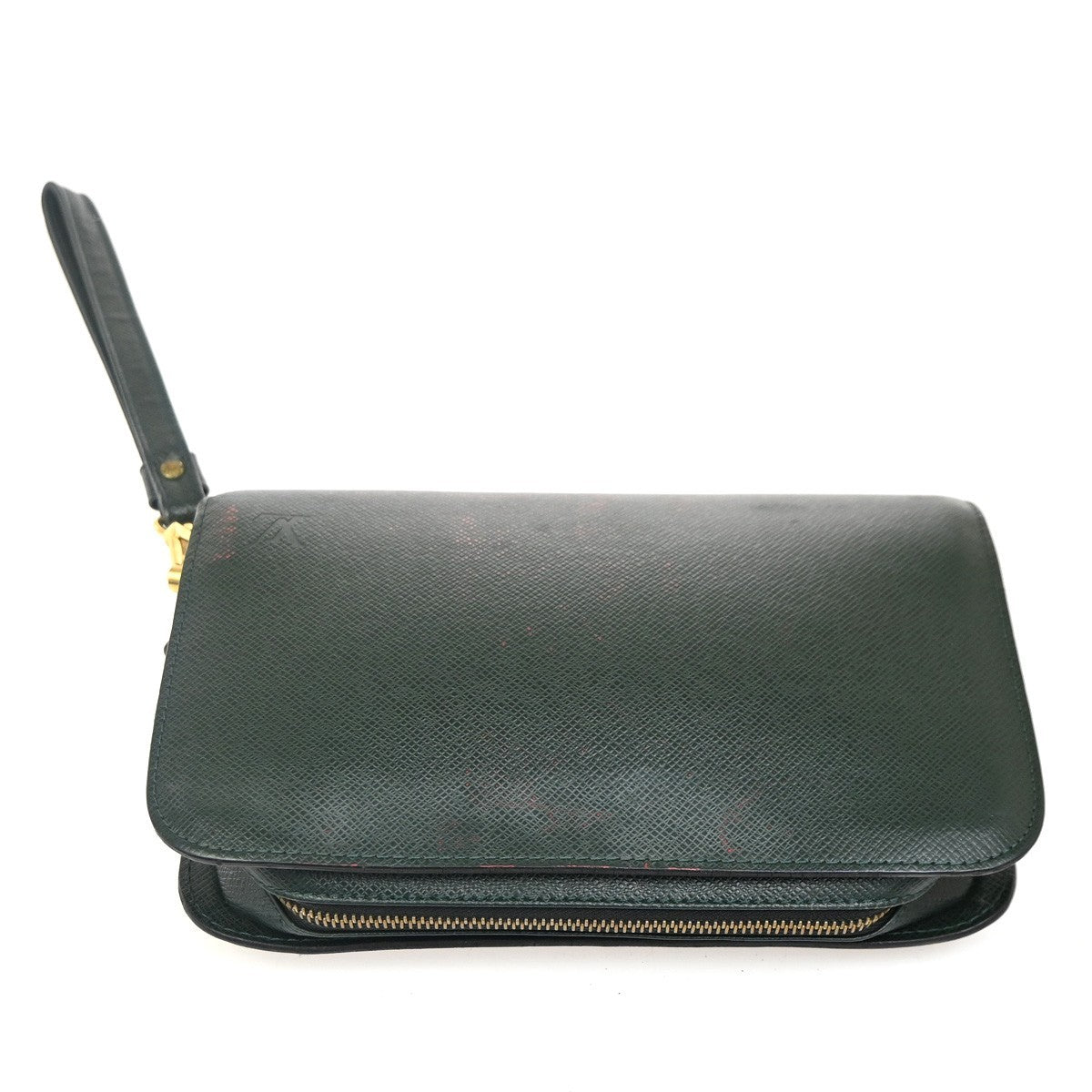 Louis Vuitton Pochette Baikal Clutch Taiga Leather Green Leather Clutche & Pouche Bag
