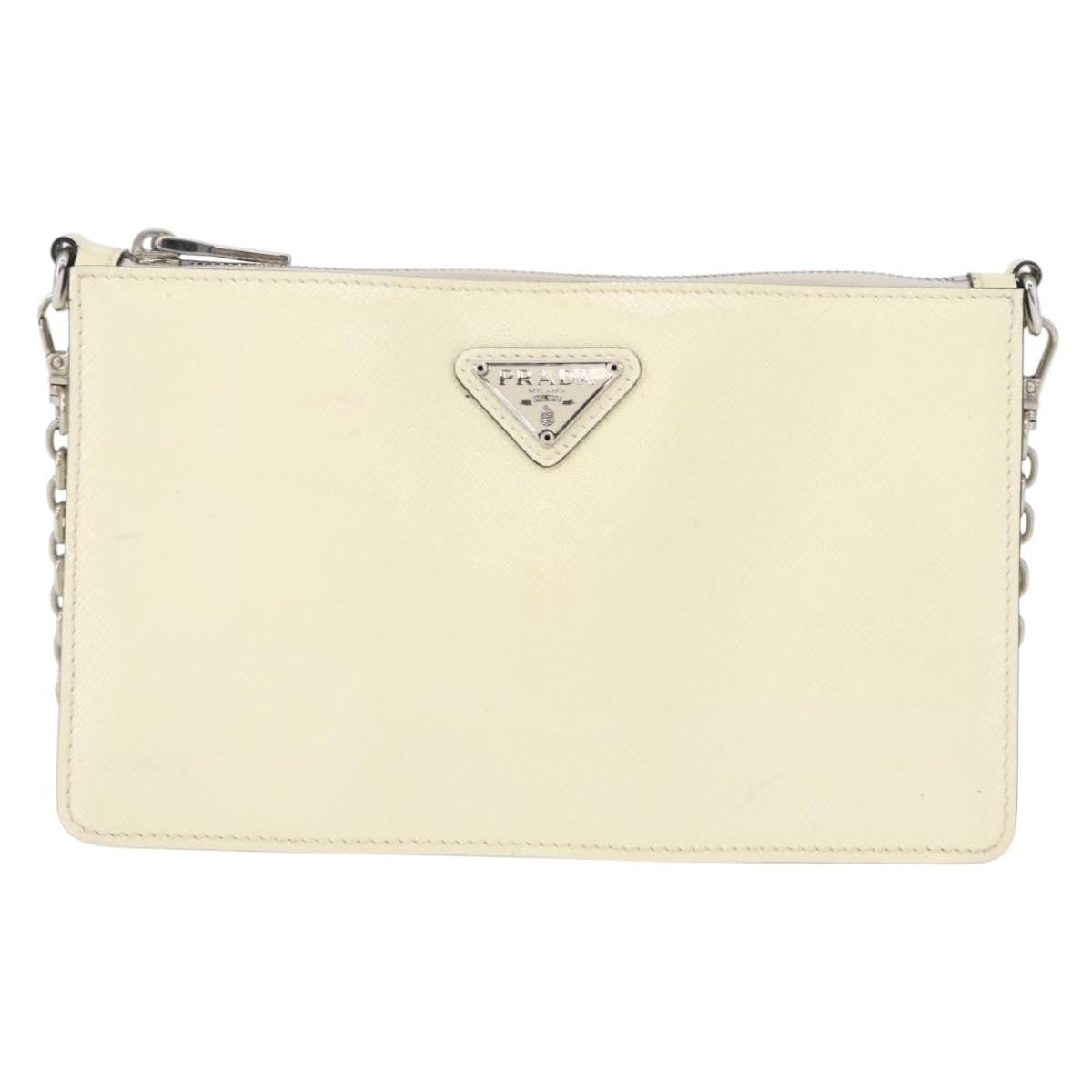 Prada Chain Crossbody Bag Vernice Saffiano Leather White Leather Shoulder Bag Bag