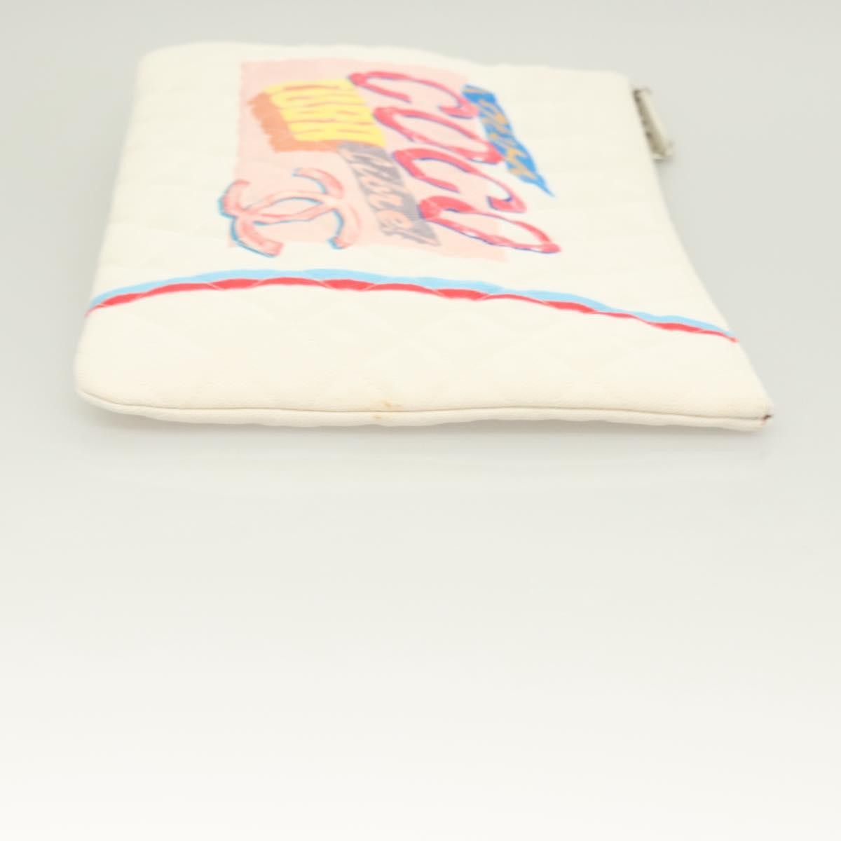 Chanel Coco Cuba Pouch Printed Quilted Canvas White Canvas Bag