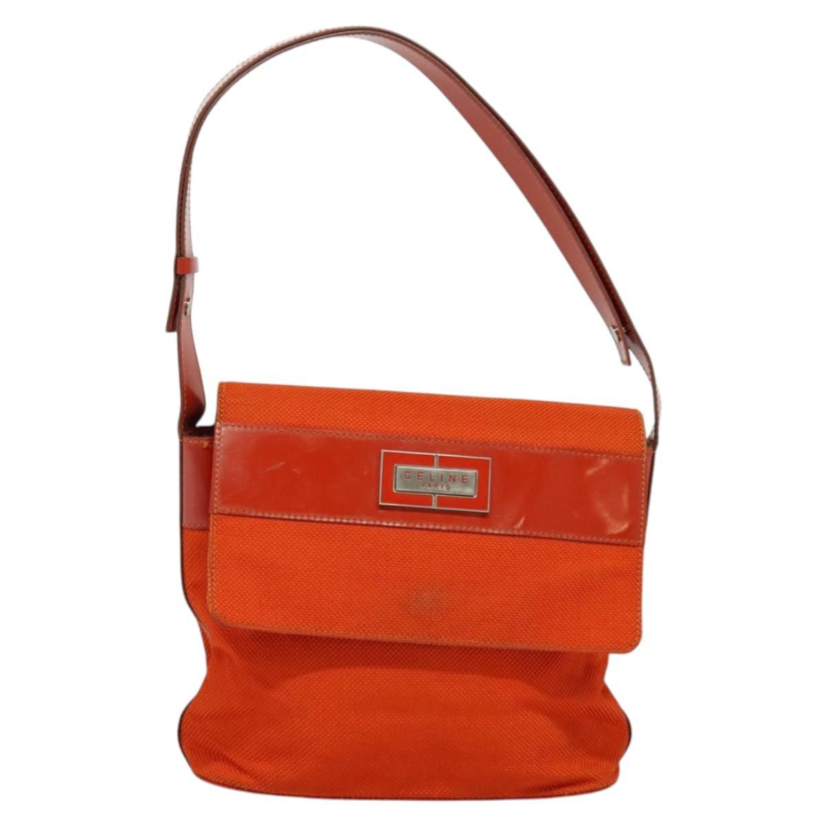 Celine Shoulder Bag Canvas Orange Canvas Shoulder Bag Bag