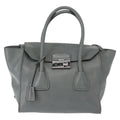Prada Twin Pocket Lock Flap Tote Glace Calf Gray Leather Tote Bag Bag