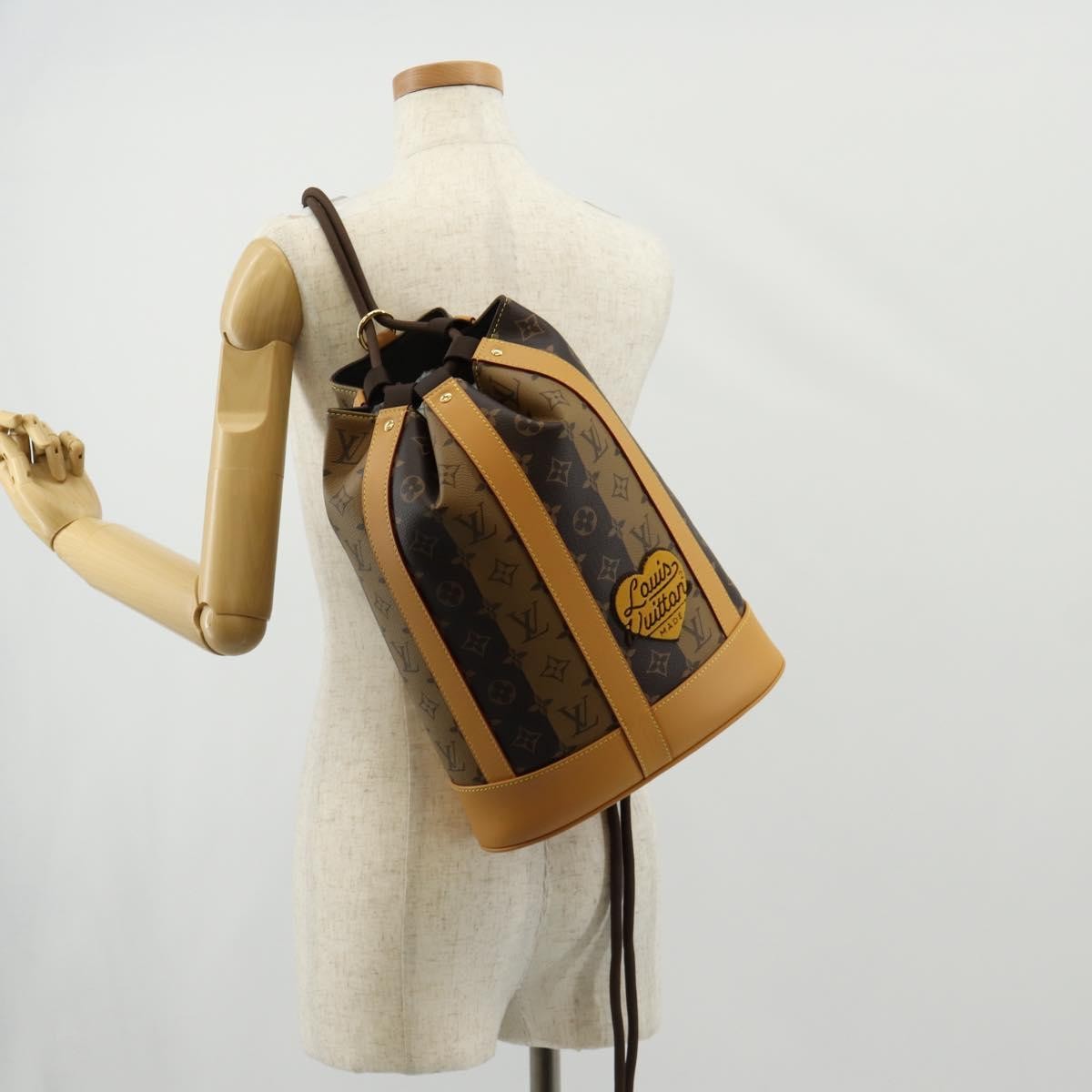 Louis Vuitton Nigo Randonnee Backpack Limited Edition Stripes Monogram Canvas Brown Canvas Shoulder Bag