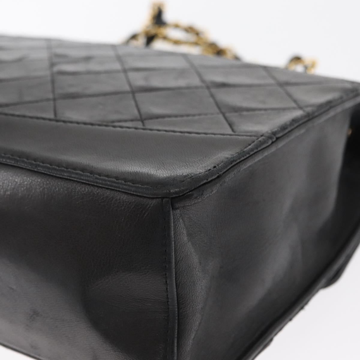 Chanel Vintage Mademoiselle Lock Trapezoid Flap Bag Quilted Lambskin Black Leather Shoulder Bag Bag