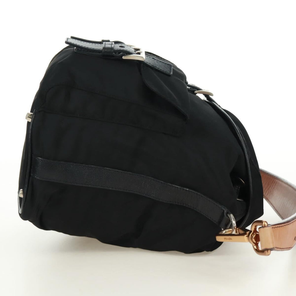 Prada Double Pocket Drawstring Shoulder Bag Tessuto Black Nylon Shoulder Bag Bag