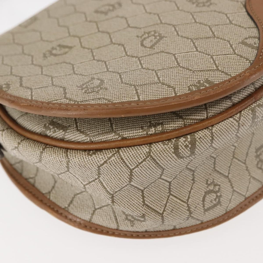 Christian Dior Vintage Honeycomb Flap Crossbody Bag Coated Canvas Beige Canvas Bag (Pre-Owned)
