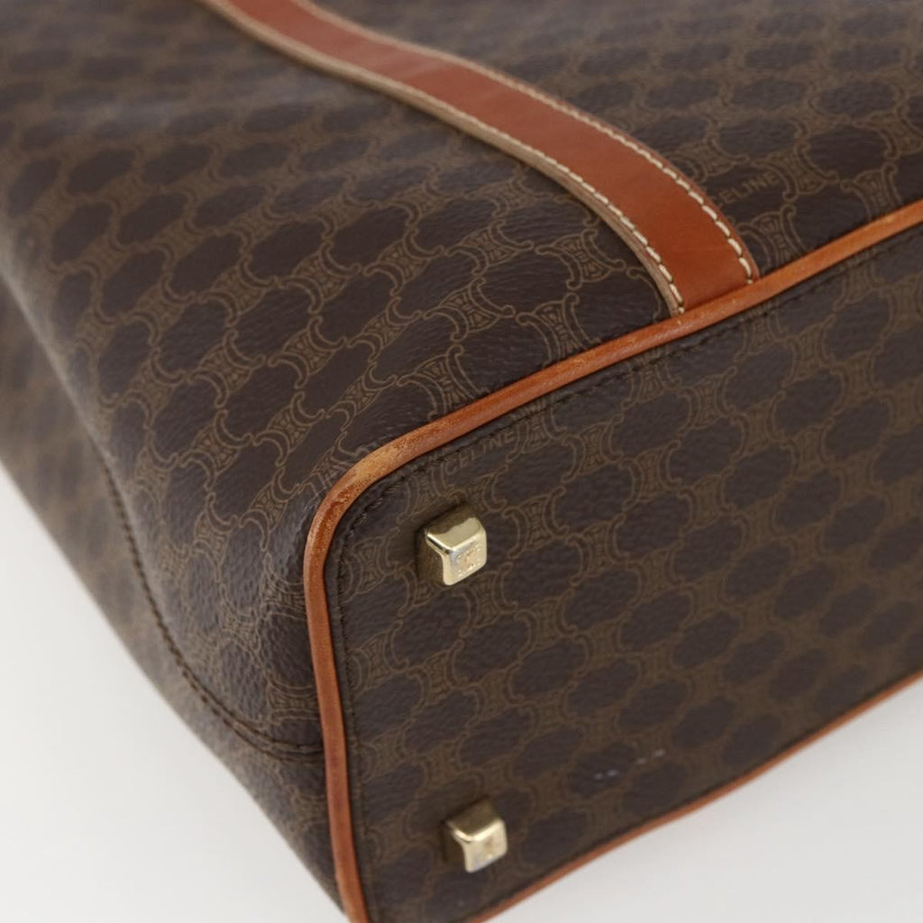 Celine Vintage Macadam Handbag Canvas And Leather Brown Canvas Handbag