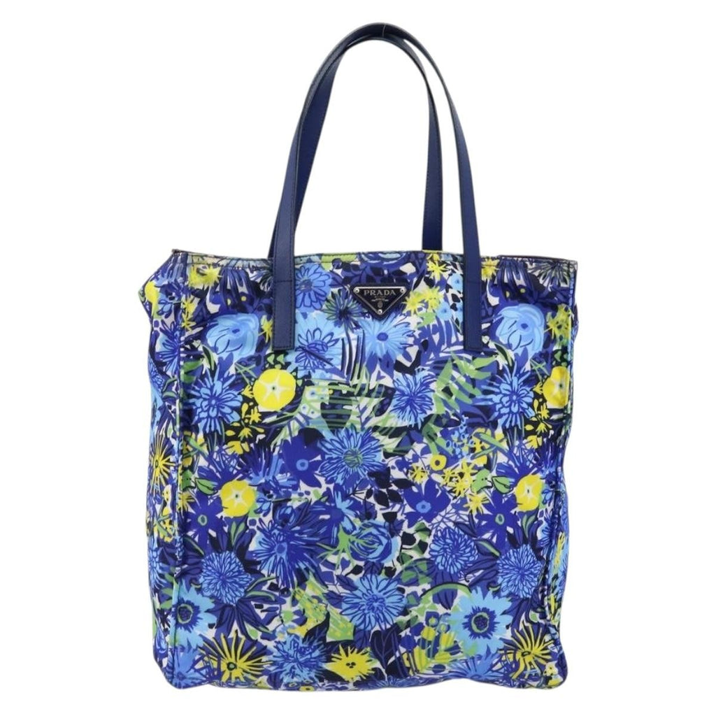 Prada Floreal Tote Printed Tessuto Blue Nylon Tote Bag Bag