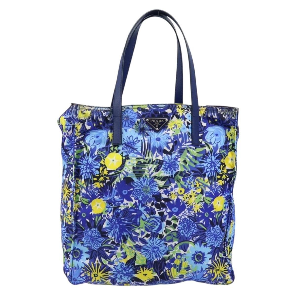Prada Floreal Tote Printed Tessuto Blue Nylon Tote Bag Bag