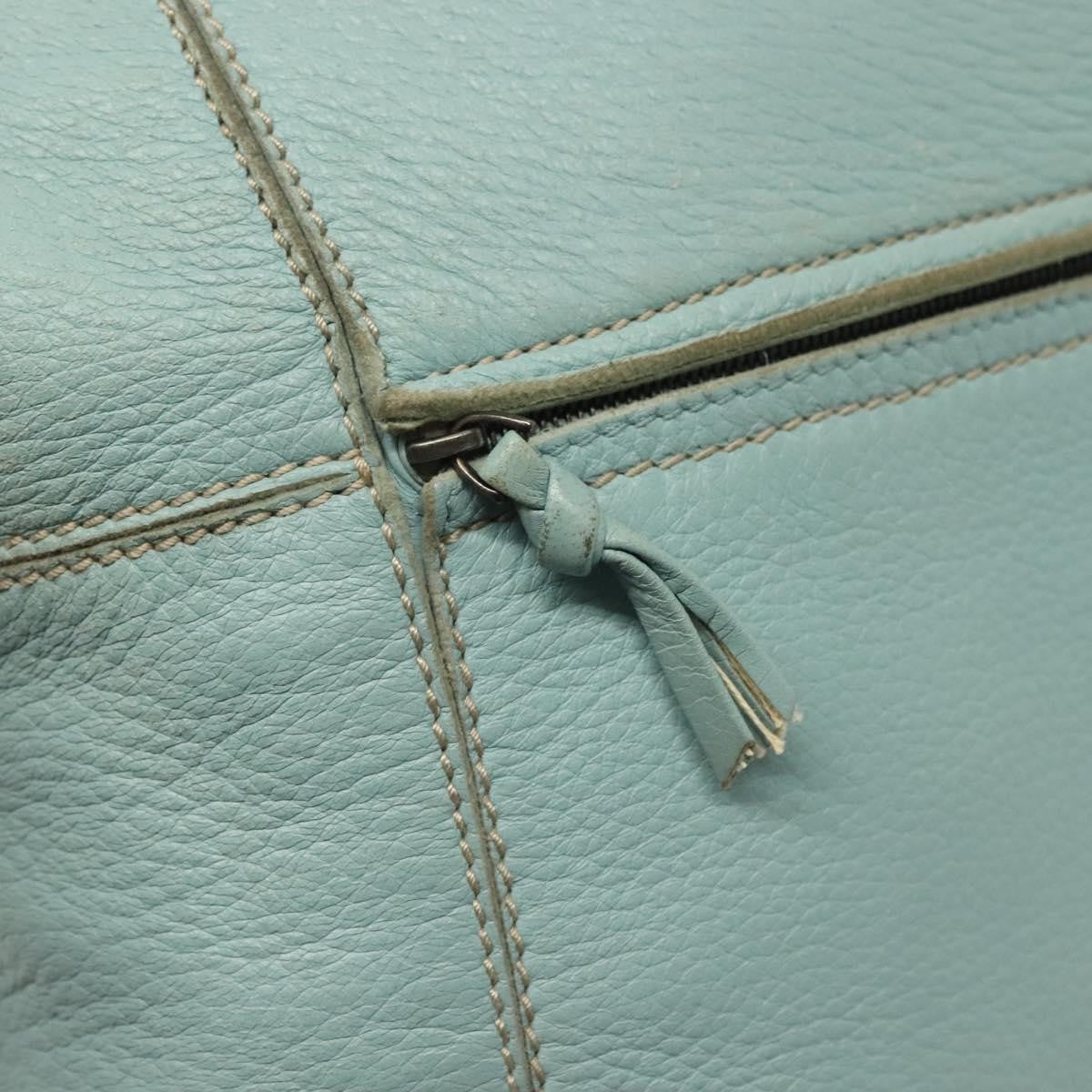 Bottega Veneta Front Zip Hobo Leather Blue Leather Bag