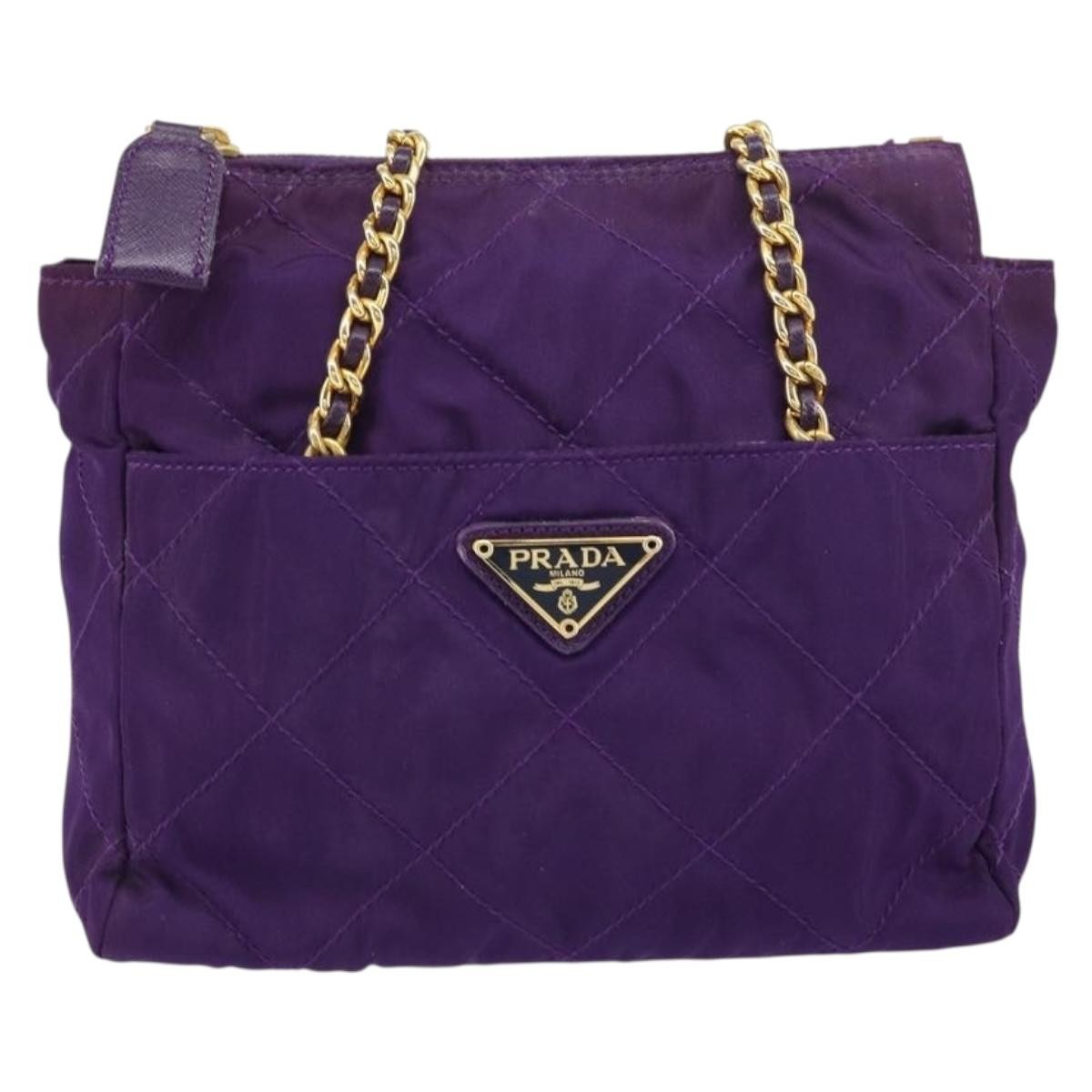 Prada Re-Edition 1995 Chain Tote Quilted Re-Nylon Purple Nylon Shoulder Bag Bag