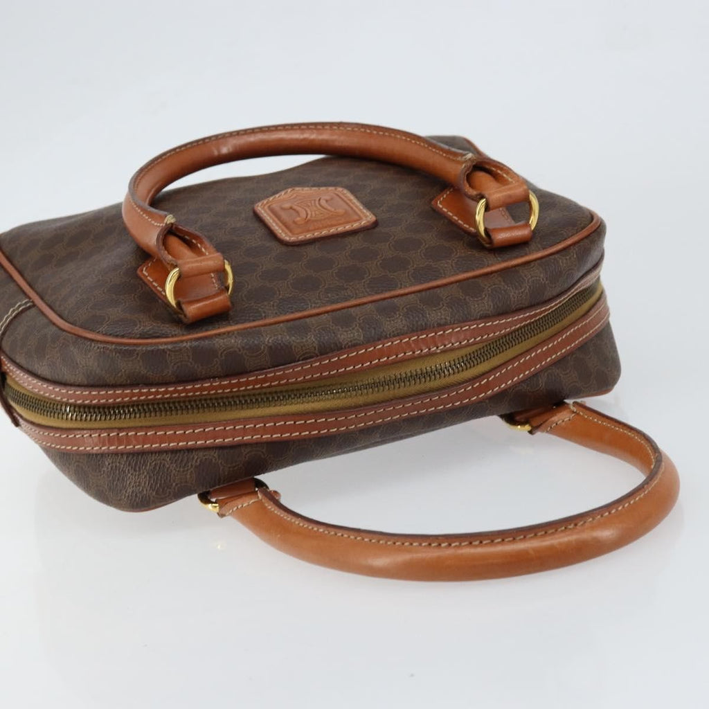 Celine Macadam Handbag Macadam With Leather Brown Canvas Handbag