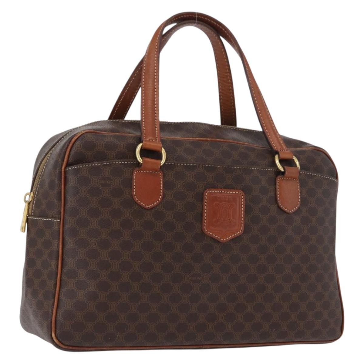 Celine Vintage Macadam Handbag Canvas And Leather Brown Canvas Handbag