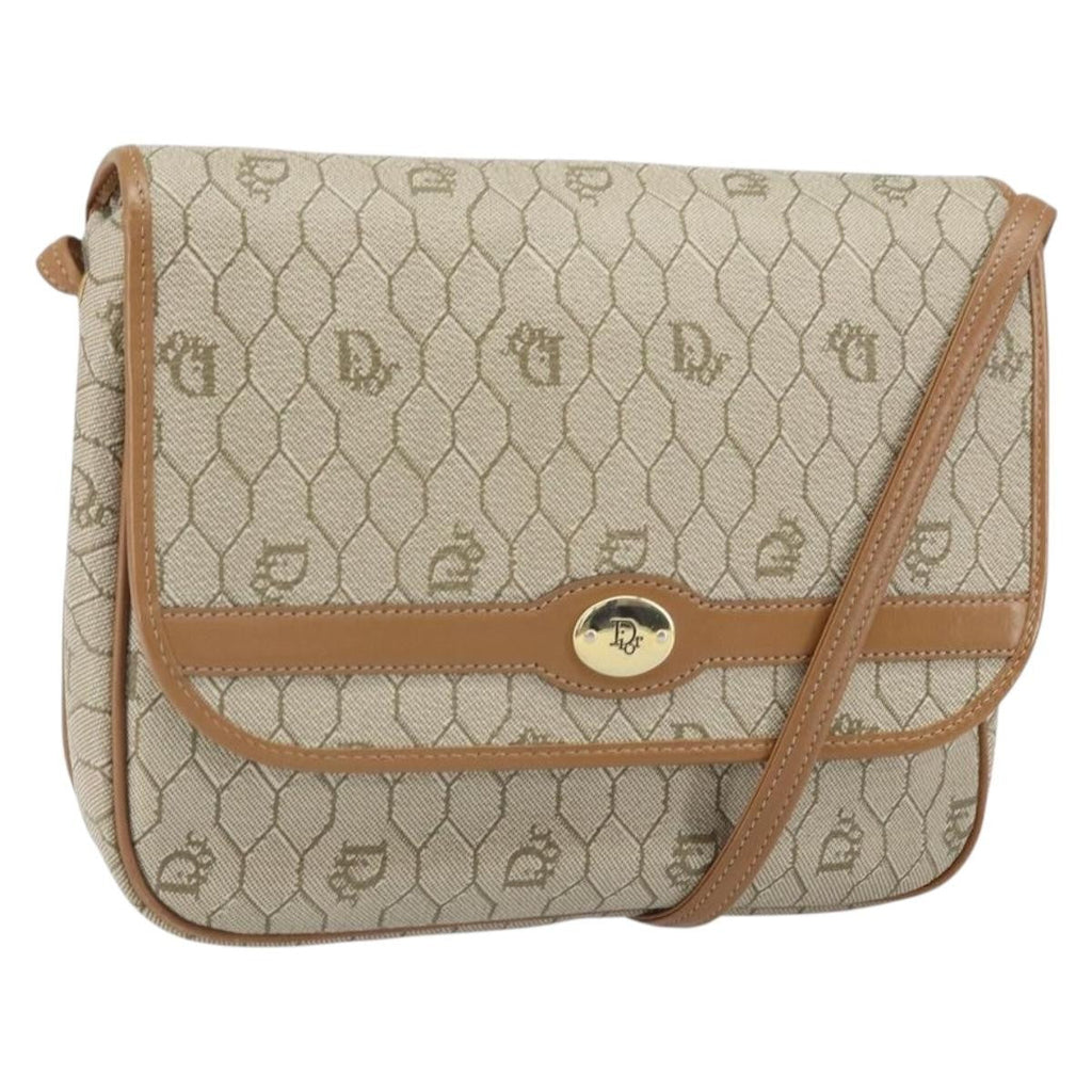 Christian Dior Vintage Honeycomb Shoulder Bag Canvas Beige Pvc,Canvas Shoulder Bag Bag (Pre-Owned)