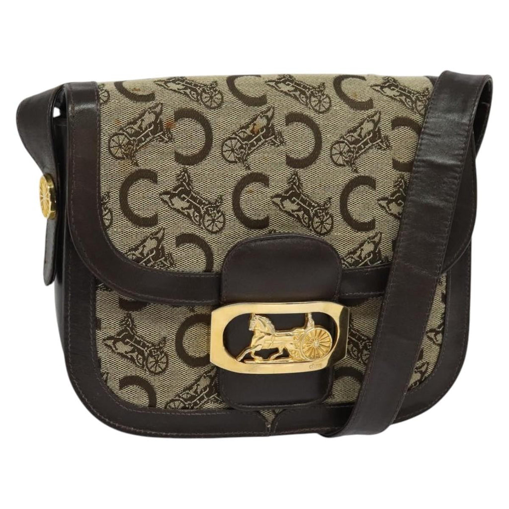 Celine C Sulky Shoulder Bag Canvas And Leather Beige Canvas Shoulder Bag Bag