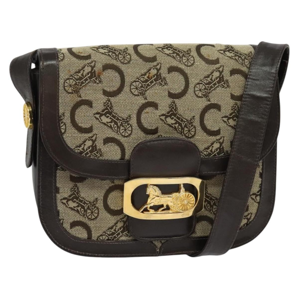 Celine C Sulky Shoulder Bag Canvas And Leather Beige Canvas Shoulder Bag Bag