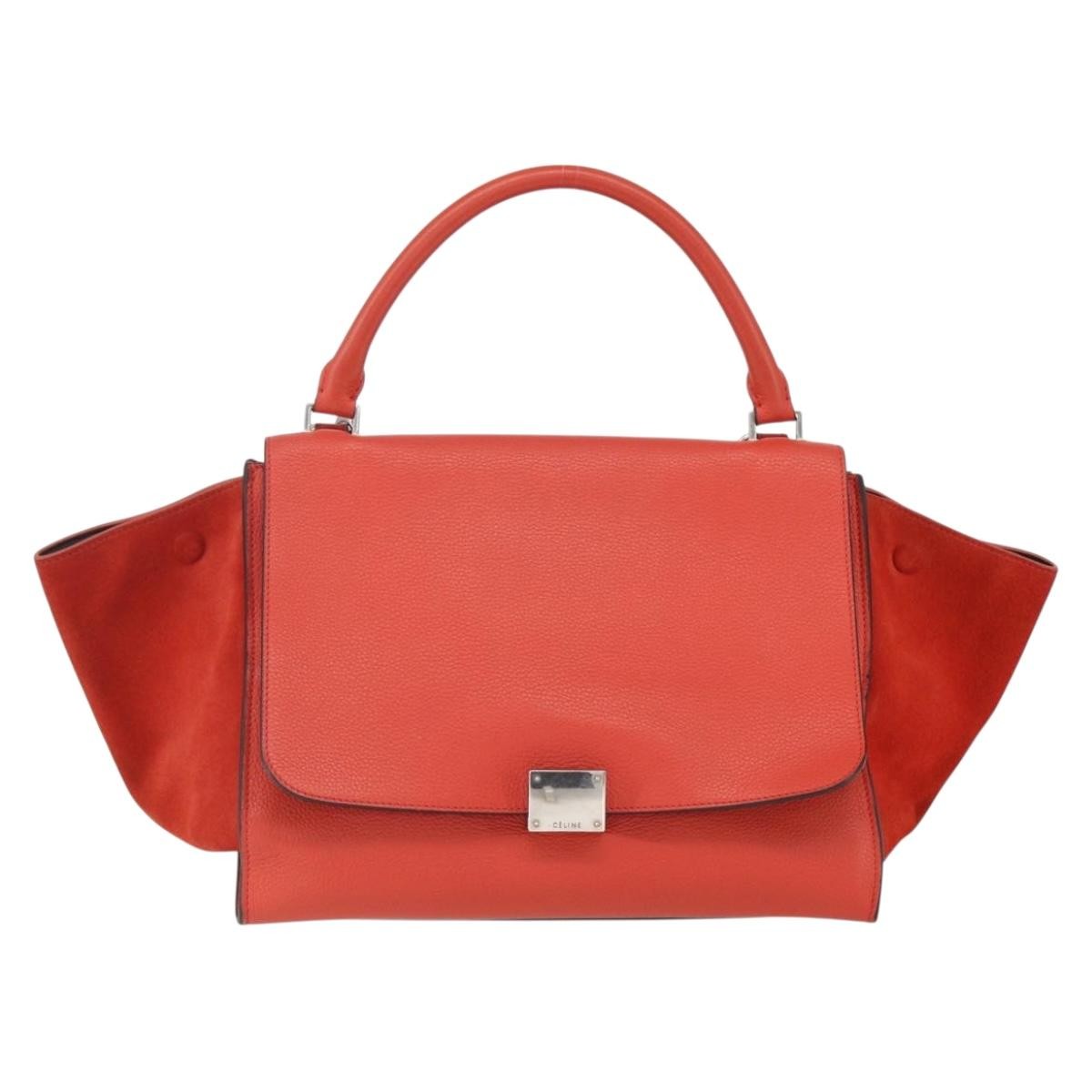 Celine Trapeze Bag Leather Red Leather Handbag