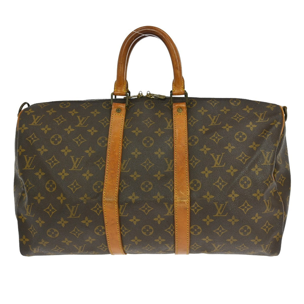Louis Vuitton Keepall Bandouliere Bag Monogram Canvas Brown Canvas Travel Bag
