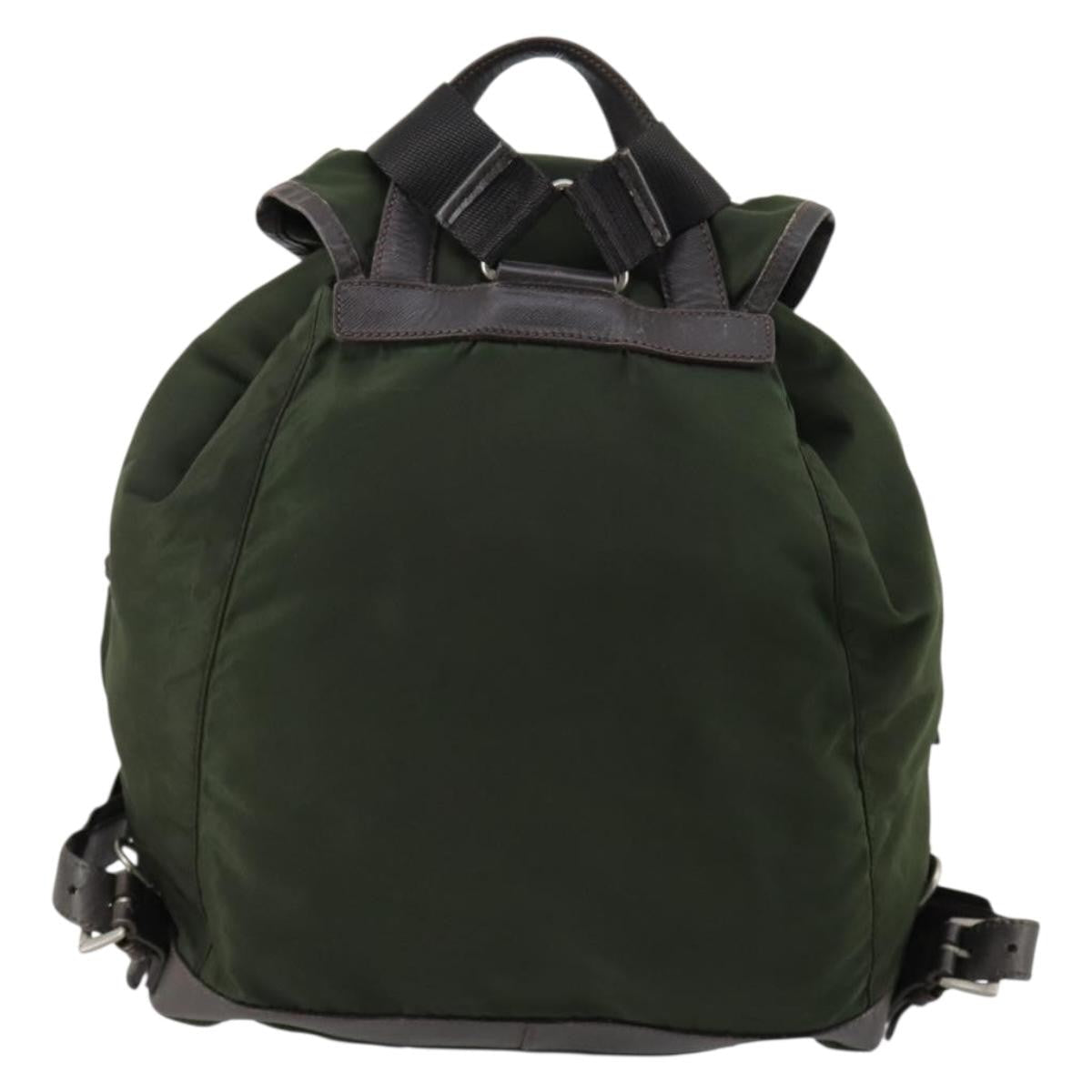 Prada Double Front Pocket Backpack Tessuto Khaki Nylon Backpack Bag