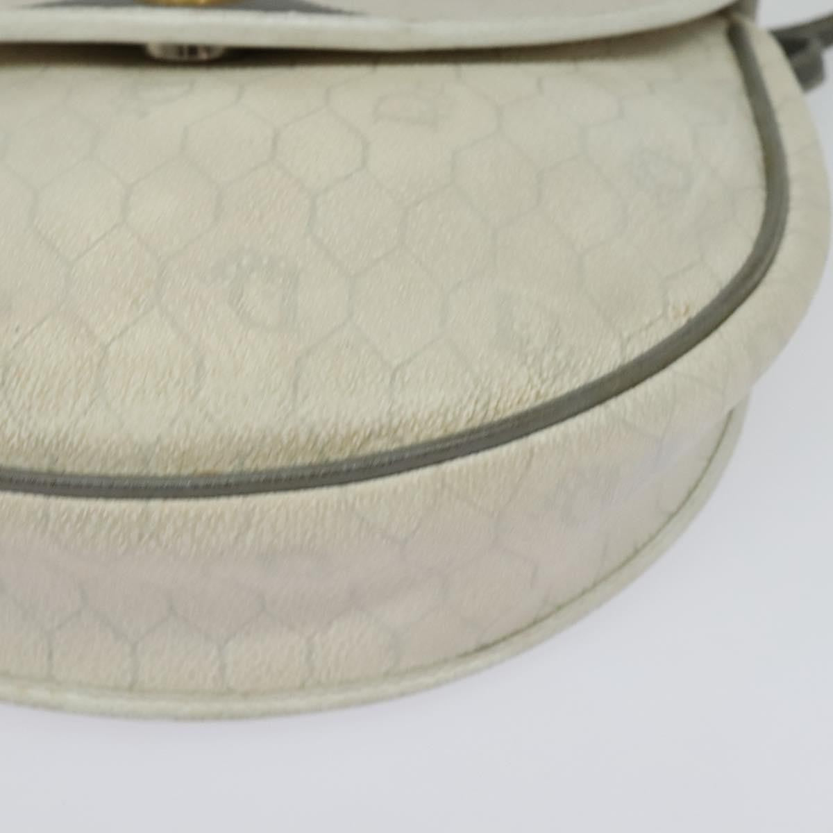 Christian Dior Vintage Honeycomb Shoulder Bag Canvas White Canvas Shoulder Bag Bag (Pre-Owned)
