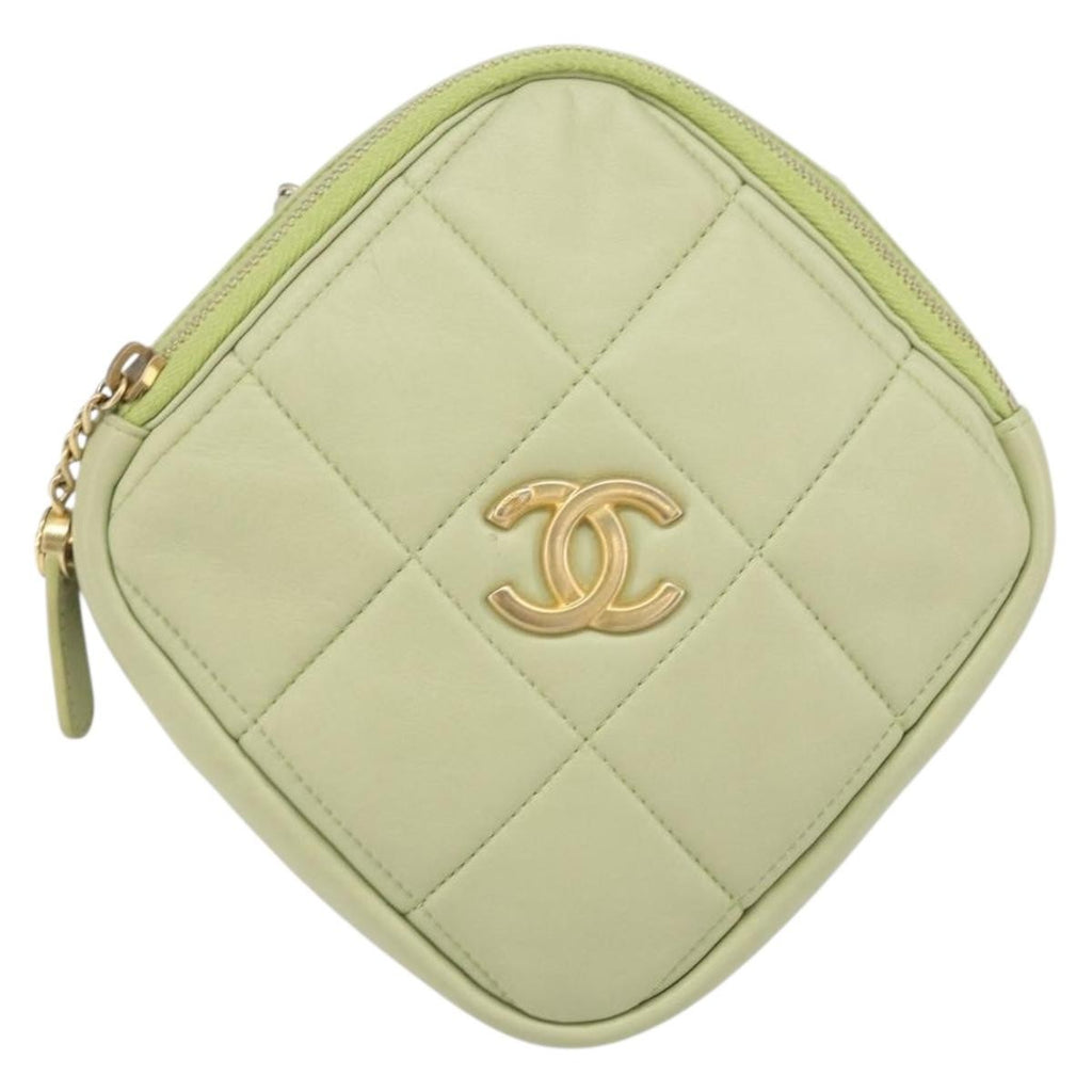 Chanel Diamond Chain Crossbody Bag Quilted Lambskin Green Leather Shoulder Bag Bag