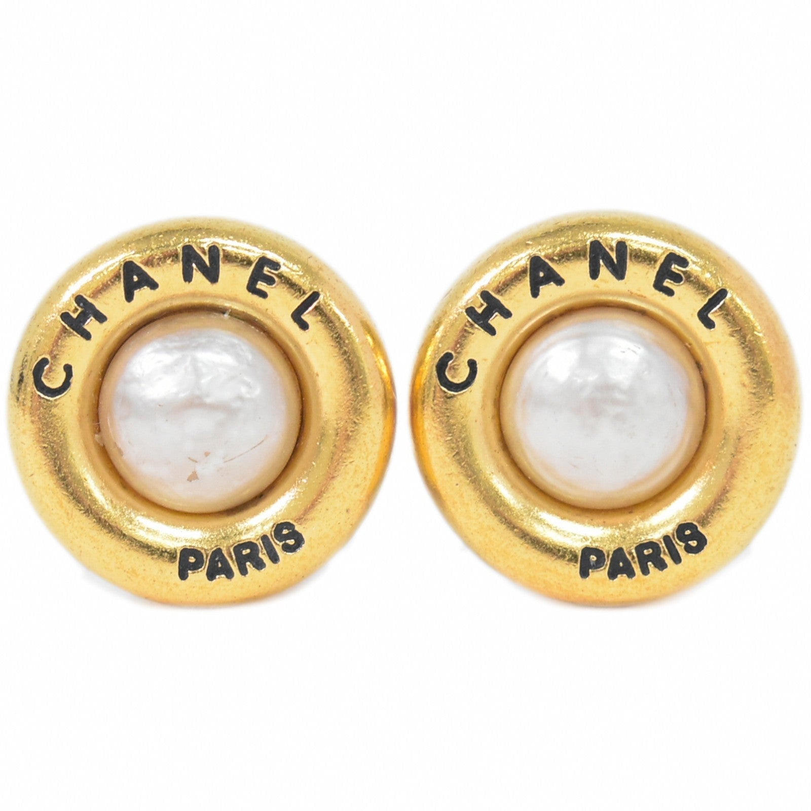 Chanel Cc Hoop Clip-On Earrings Crystal Embellished Metal Gold Gold_Plated Earrings Jewelry