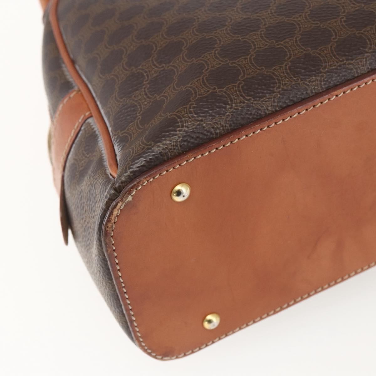 Celine Vintage Macadam Handbag Canvas And Leather Brown Canvas Handbag