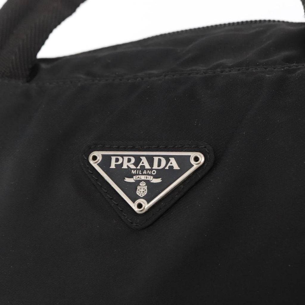 Prada Vintage Zip Handbag Tessuto Black Nylon Handbag