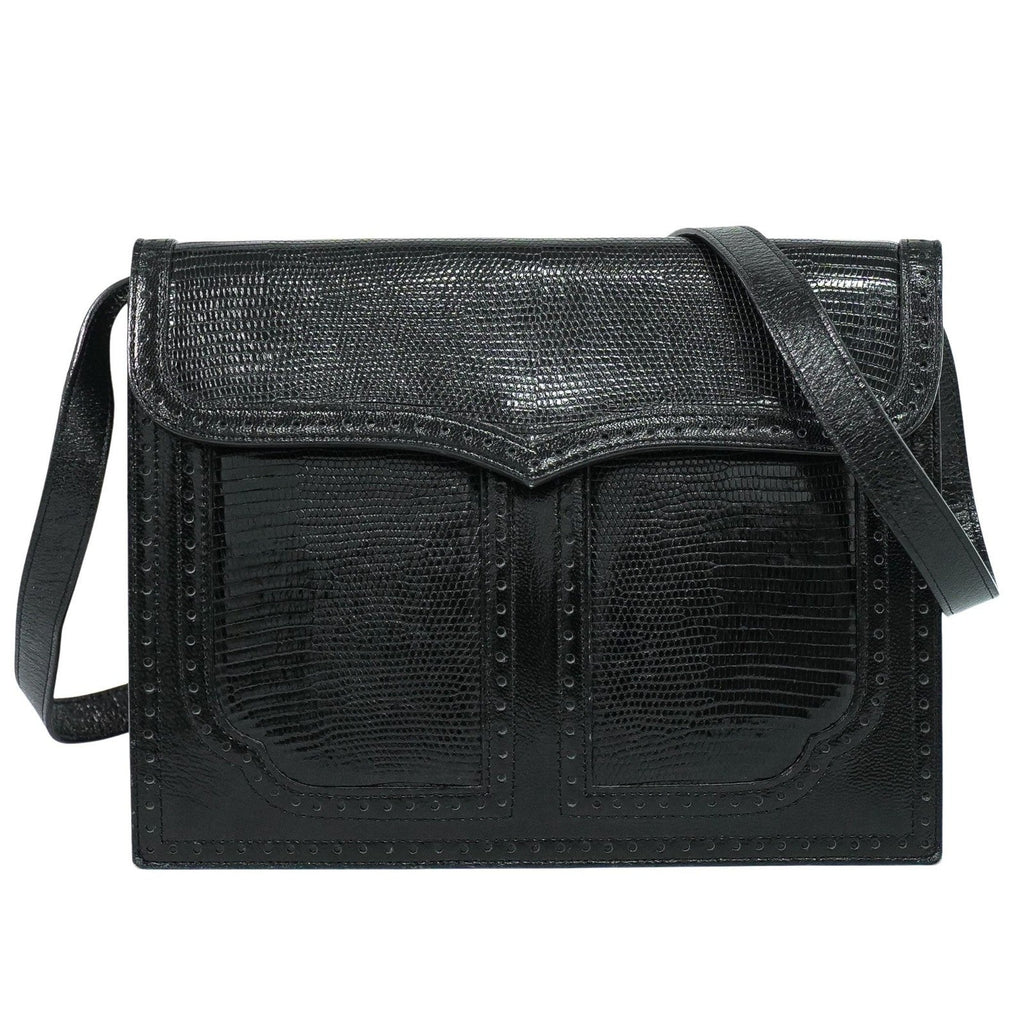 Saint Laurent Vintage Shoulder Bag Leather Black Leather Shoulder Bag Bag (Pre-Owned)