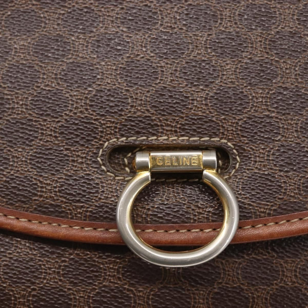 Celine Flap Shoulder Bag Canvas Brown Canvas Shoulder Bag Bag
