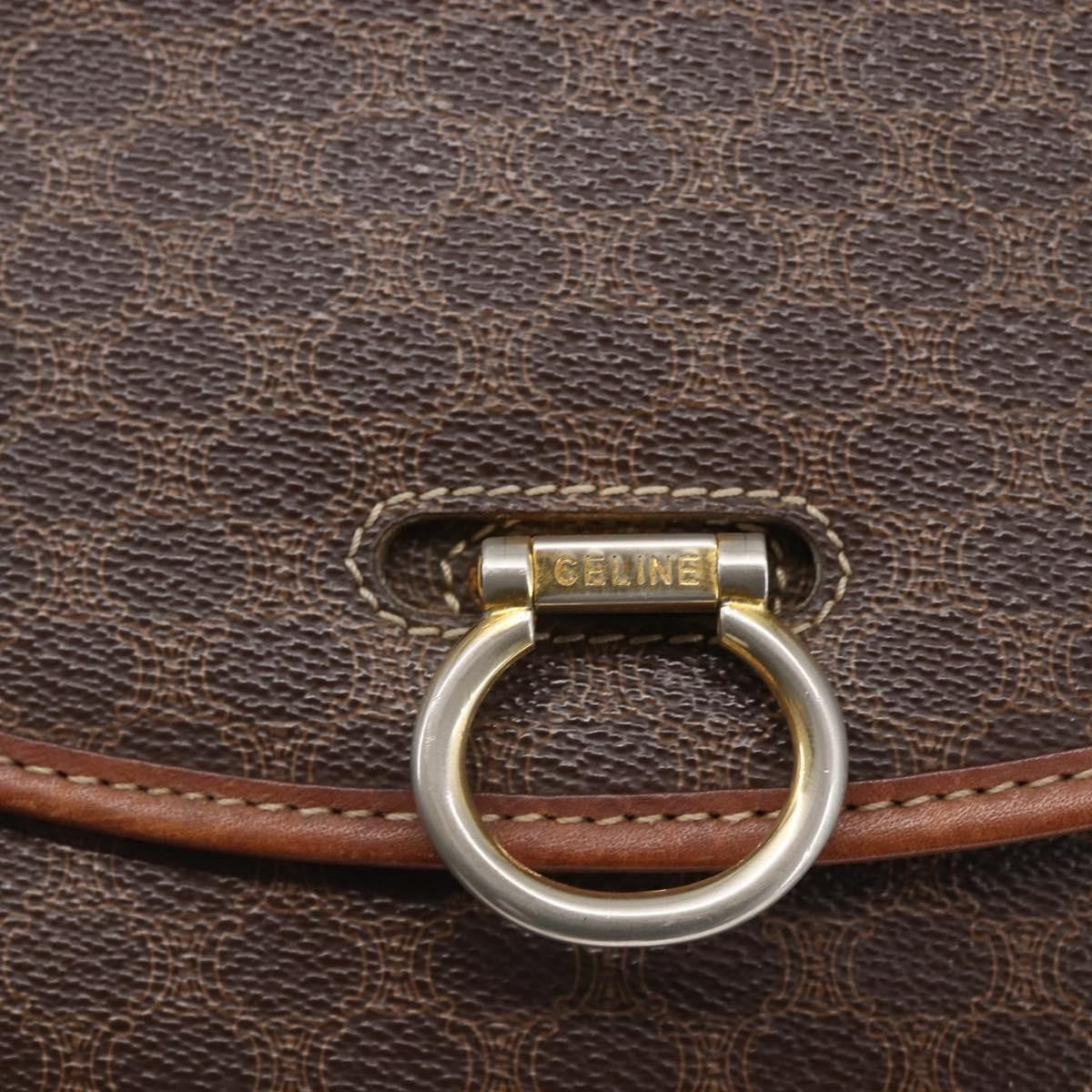 Celine Flap Shoulder Bag Canvas Brown Canvas Shoulder Bag Bag