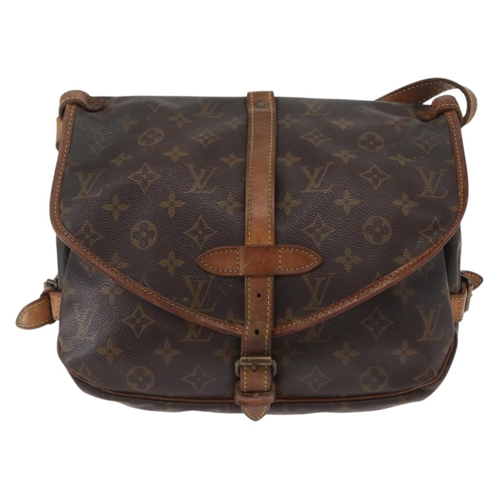 Louis Vuitton Saumur Handbag Monogram Canvas Brown Canvas Shoulder Bag