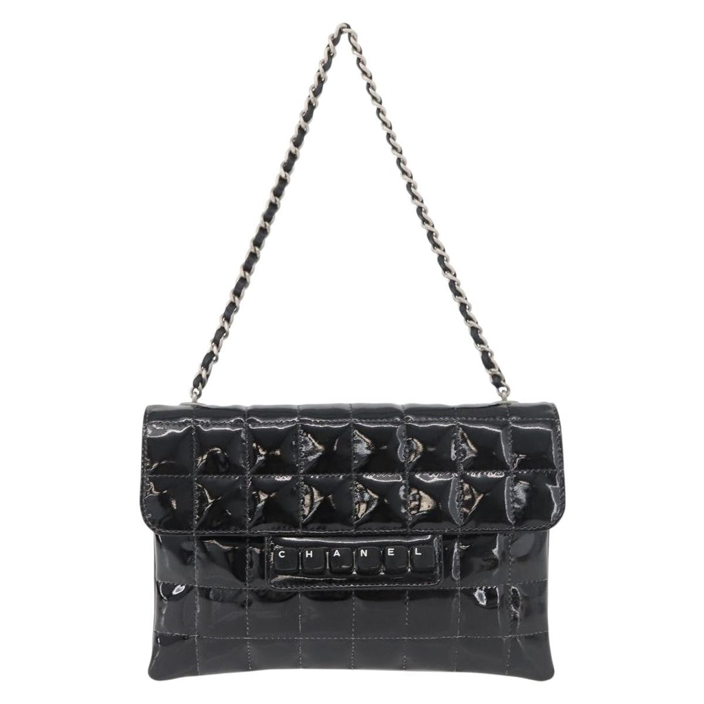 Chanel Keyboard Flap Bag Quilted Patent Black Patent_Leather Shoulder Bag Bag