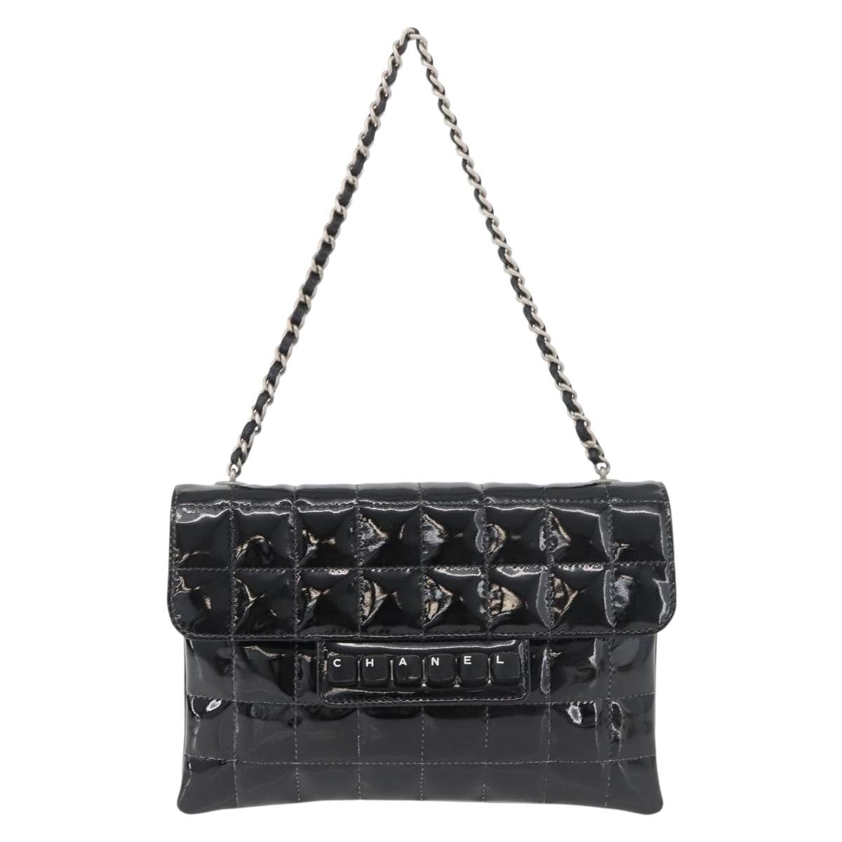 Chanel Keyboard Flap Bag Quilted Patent Black Patent_Leather Shoulder Bag Bag