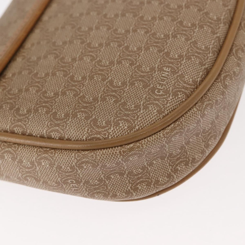 Celine Vintage Macadam Shoulder Bag Canvas And Leather Beige Canvas Shoulder Bag Bag