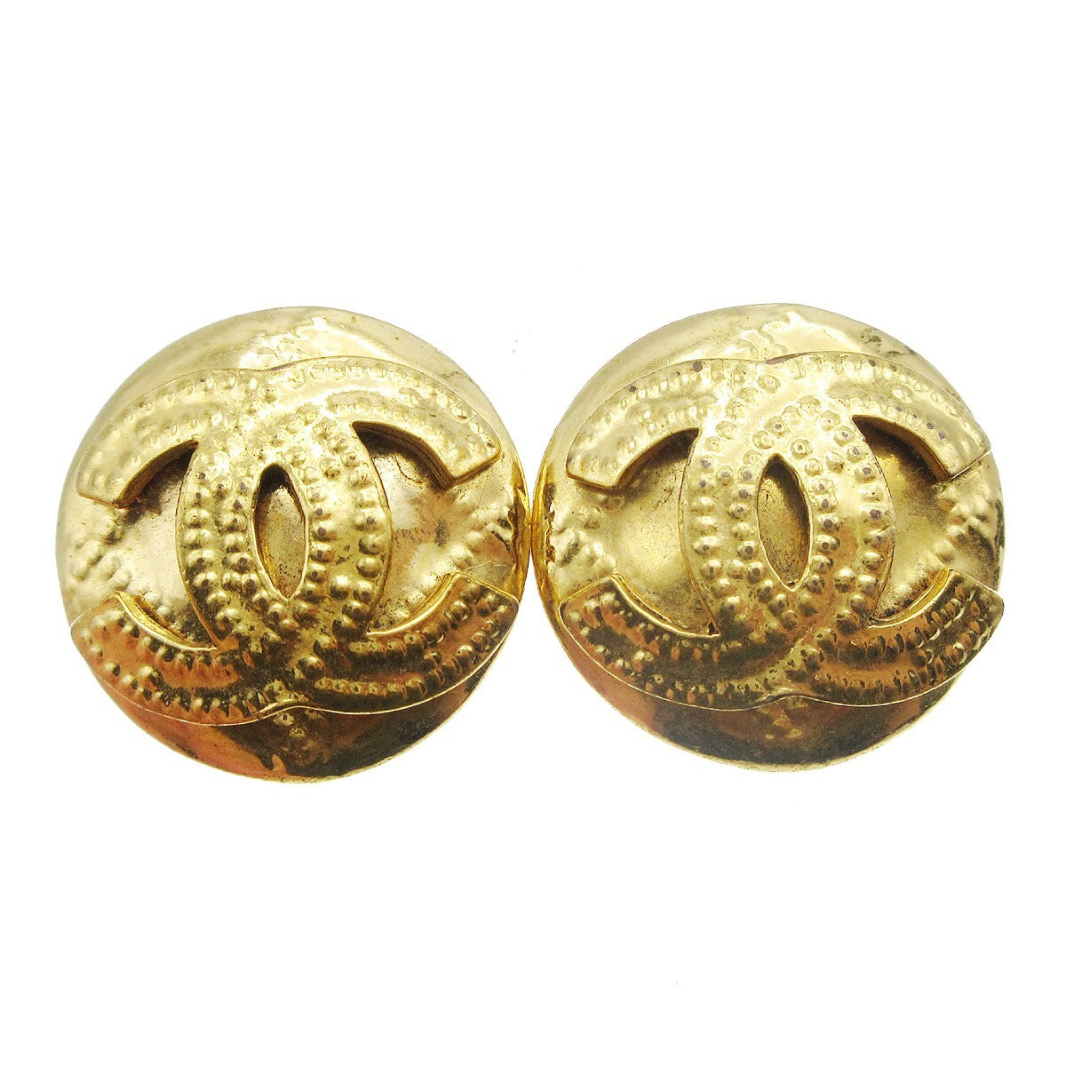 Chanel Cc Button Clip-On Earrings Metal Gold Gold_Plated Earrings Jewelry