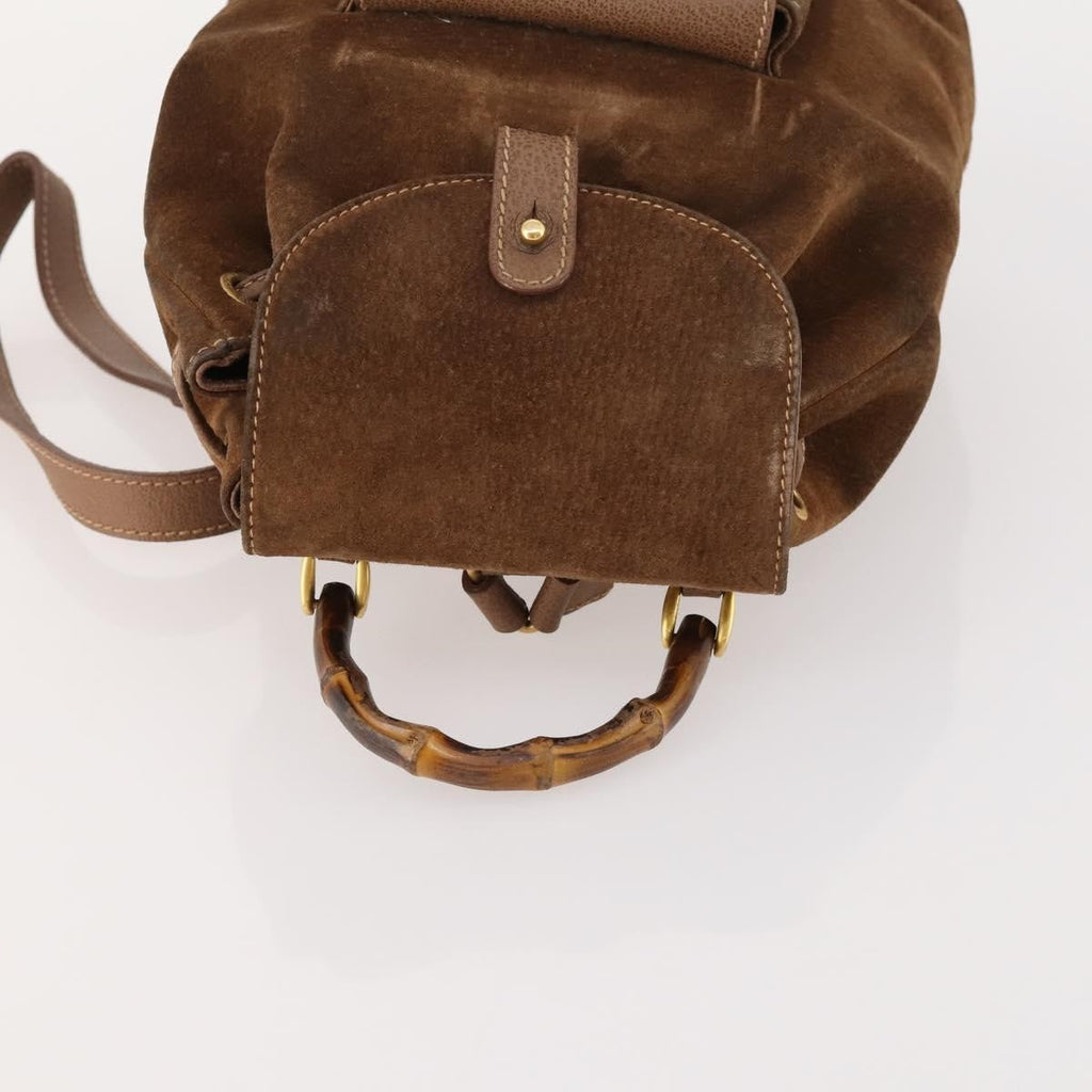 Gucci Gucci Bamboo Backpack Daim Brown Suede Backpack Bag (Pre-Owned)