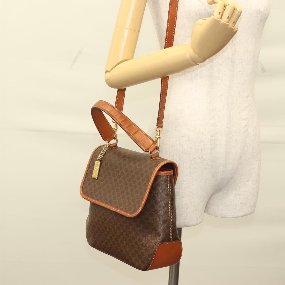 Celine Triomphe Vintage Handbag Macadam Canvas Brown Canvas Bag