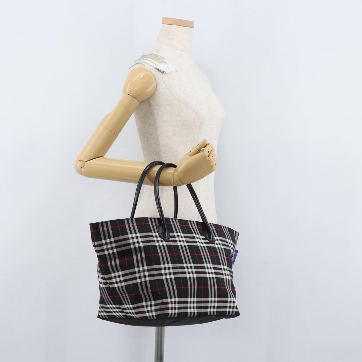 Burberry Nova Check Handbag Nylon Black Nylon Handbag