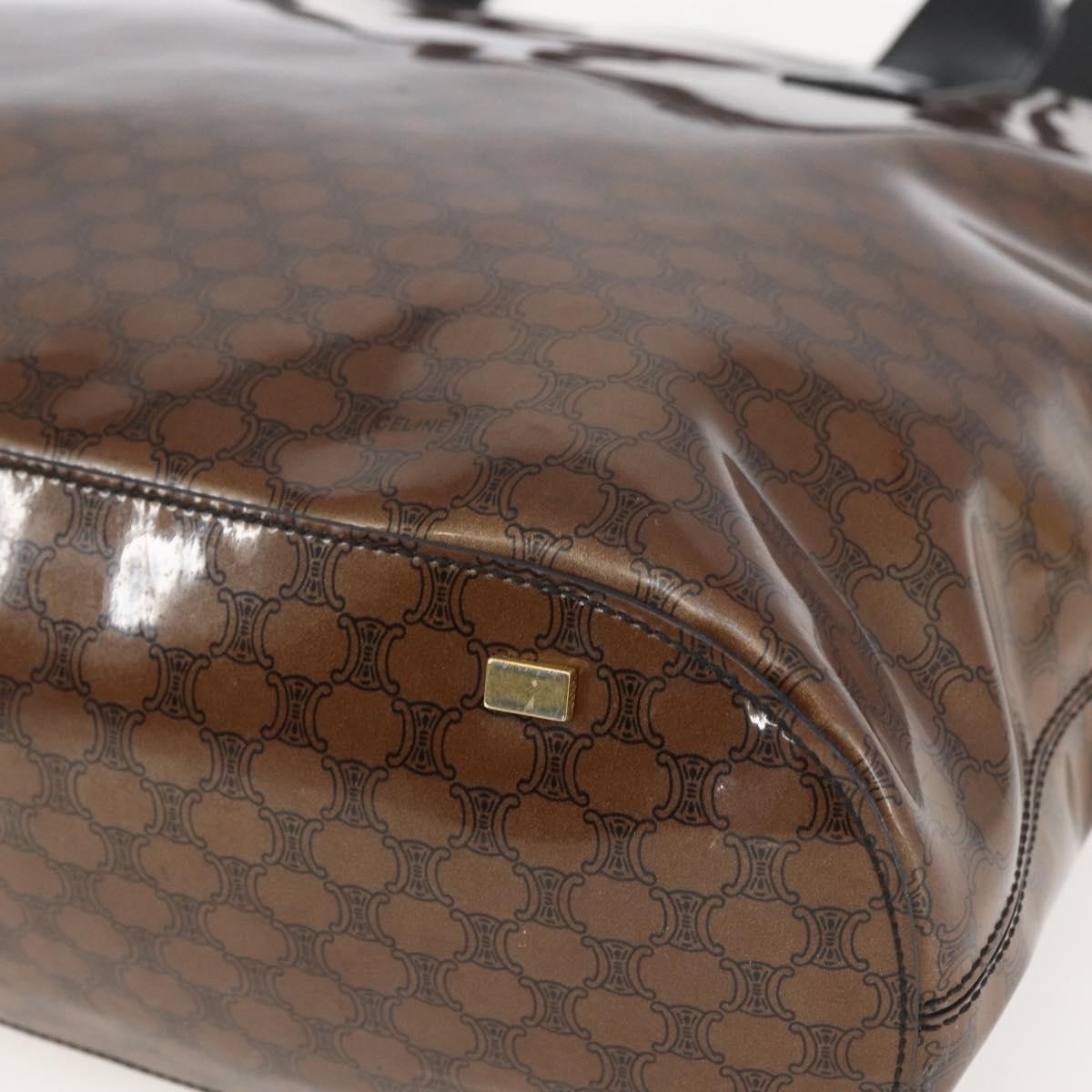 Celine Vintage Macadam Shoulder Bag Macadam Canva  Vinyl Brown Plastic Shoulder Bag Bag